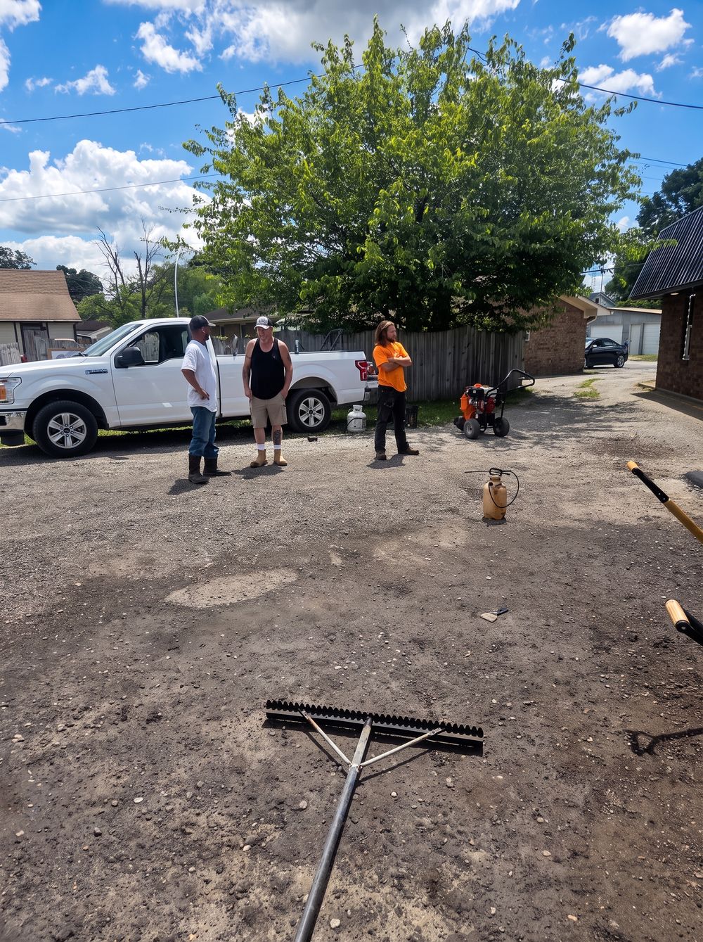 The Stephey Paving crew standing on a graded gravel site before paving